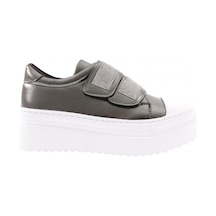 Dgn 898-23y Kadin 2 Cirtli Bantlari Silver Taşli Kalin Taban Sneaker Ayakkabi 898-1986-R14447 Beyaz - Platin