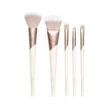 Ecotools Luxe Natural Elegance Profesyonel Yüz Makyajı Ve Fondöten Fırça Seti, Yüz, Yanak Ve Göz Makyajı İçin Premium Fırça Seti, Sentetik Makyaj Fırçaları, Vegan Ve Zulüm İçermez, 5 Parça Set