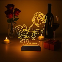 Luvivia Sevgiliye Hediye Gül Kişiye Özel 3d Lamba - Masa Gece Lambası V1