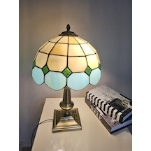 Yüceeller El Yapımı Eskitme Vitray Abajur Masa Lambası Yeşil