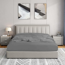 Jersey %100 Pamuk Çift Kişilik 140 X 200 Lastikli Çarşaf Gri Genel