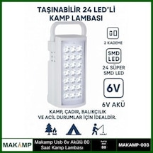 Usv 6v Akülü 80 Saat Kamp Lambası Işıldak