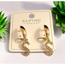 Kadın Zirkon Taşlı Rodyum Kaplama S Harf Küpe 888021