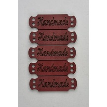 Dikilebilir Deri Dikdörtgen Handmade Etiketi Bordo 5 Adet