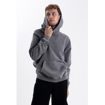Eskitme Kapşonlu Sweatshirt Çok Renkli