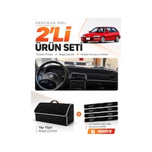 Honda Cıvıc Ef 1988-1991 Uyumlu Torpido Örtüsü + Tay Tüyü Bagaj Çantası + Sticker Seti - Siyah Gri