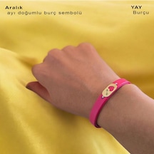 Aralık Ayı Doğumlarına 14 Ayar Altın Plakalı Kalp Motifli Doğal Pembe Derili Hediye Bileklik-377ay Aralık