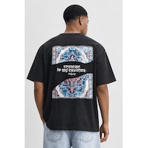 Respire Erkek Itsbyzey Nakış Detaylı Oversize T-shirt Siyah