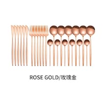 24 Parça Gümüşçelik Bıçak Çatal Kaşık Seti - Portekiz Stilinde, Güneş Altın Rengi, Ev Kullanıma Uygun, Dayanıklı Malzeme Gül Altın Gül Altın