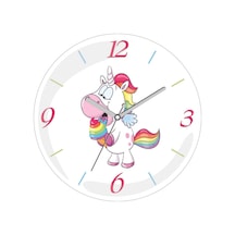 Unicorn Bebe Çap 30cm Sessiz Akar Bombeli Gerçek Cam Duvar Saati Siyah