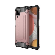 Kilifone - Samsung Uyumlu Galaxy A12 - Kılıf Çift Katman Zırh Tank Crash Military Kapak - Rose Gold