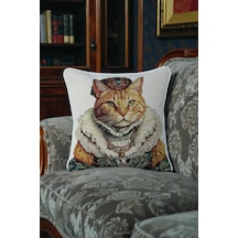 Kırlent Kılıfı Goblen Dokuma Kumaş - 45x45cm Çift Taraflı Biyeli Dekoratif Kırlent Kılıfı - Vs-359 Çok Renkli