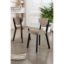 Canisa Arfe Serisi 2 Adet Cappucino Mutfak Sandalyesi Siyah Metal İskeletli 1. Sınıf Babyface Kumaş Cappucino Sandalye Ayaklar Siyah