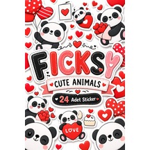 Sevimli Panda Sevgililer Günü Temalı Sticker Seti - 24 Adet Etiket Çıkartma Diğer