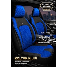 Renault Fluence 2010+ Uyumlu Monaco Serisi Eviza Deri Detaylı Mavi Koltuk Kılıfı