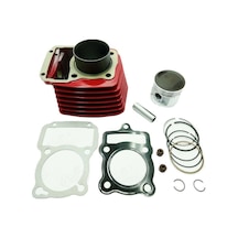 Motosiklet Silindir Komple Cg 125 56,5 Mm 15 P 69 Yüks. Kısa Petek Kırmızı