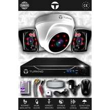 Turkno 3 Kameralı Karia 1 İç Kamera Set HDD'siz Full HD Gece Görüşlü Güvenlik Kamerası Sistemi
