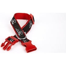 Köpek Desenli Dokuma Köpek Boyun Tasması 3 Cm X 36-60 Cm Kırmızı Çok Renkli