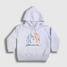 Presmono Unisex Çocuk Logo Beatles John Lennon Kapüşonlu Sweatshirt Beyaz