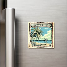 Dominik Cumhuriyeti - Posta Pulu Temalı Ülke - Baskılı Buzdolap Magneti Kare - 9x9 Cm