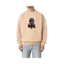 Benroma 3 İplik Penye Ahmed Osman Baskılı Unisex Sweatshırt Bej