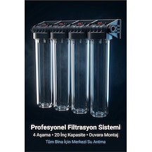 Bina Girişi Su Arıtma Cihazı 20" 4 Aşama Komple Set Kireç Önleyici