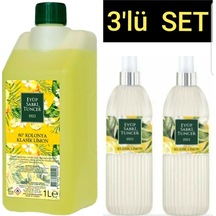 Eyüp Sabri Tuncer 80 Derece Klasik Limon Kolonyası Bidon Kilitli Kapak 1 L + Sprey 150 ML x 2