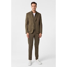 Süvari Haki Slim Fit Düz Sivri Yaka 6 Drop Spor Takım Elbise