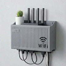 Duvar Tipi Wi-fi Modem Saklama Kutusu Gri Kablo Düzenleyici Router Raf Organizer 5250 Çok Renkli