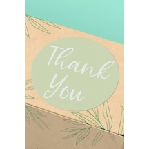 90 Adet Thank You Teşekkür Etiketi Pastel Yeşil 3x3cm St2034 Çok Renkli