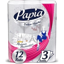 Papia Dekor Rulo Kağıt Havlu 12'li