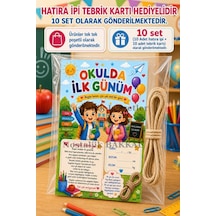 Hatıra İpi Tebrik Kartı Hediyeli 10 Adet Okulda İlk Gün Hediye Seti 1. Sınıf-sene Başı Hatıra Tebrik Kartı Seti