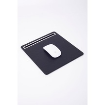 Turgut Office Deri Mousepad Siyah Krom Detaylı