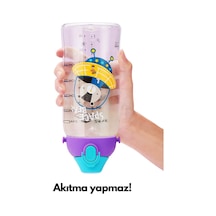 480ml Kılıflı 2 Ayrı Kapaklı Pipetli/pipetsiz Tritan Çocuk Su Matarası Mor-yavruağzı Diğer