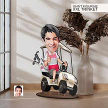 Bk Gift Kişiye Özel Golf Oyuncusu Karikatürlü Büyük Boy Ahşap Biblo-6 Arkadaşa Hediye , Sevgiliye Hediye, Kişiye Özel Biblolar