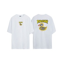 Thewert Unisex Thrasher Ön Arka Baskılı Beyaz Oversize T-shirt
