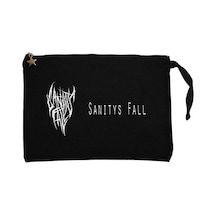 Sanitys Fall Text Siyah Clutch Astarlı Cüzdan / El Çantası