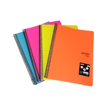 Spiralli Telli Pp Kapak A4- 80 Yaprak Çizgili Defter 4 Adet Çok Renkli
