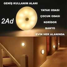 Usb Şarjlı Pır Hareket Sensörlü Gece Lambası Magnet Mıknatıslı 4000k-gün Işığı-2adet Beyaz