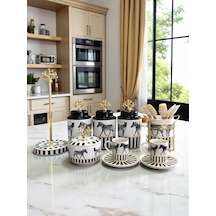 Çeyiz Seti - 101 Zebra At Desenli Gold Siyah