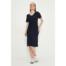 Kutaf Siyah Penye Kumas Beli Bagcikli Cepli Midi Boy Spor Elbise Siyah