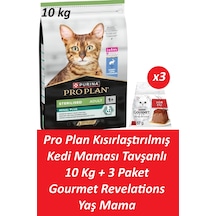 Pro Plan Kısırlaştırılmış Kedi Maması Tavşanlı 10 Kg + 3 Adet Gourmet Sığır Etli Yaş Mama