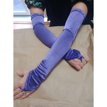 Saten Likralı Dans & Opera Eldiveni - 58 Cm Mor