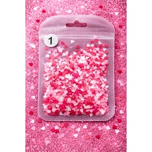 Mini Heart Confetti Nail Art Dekor Pink Mix No:1