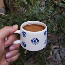 Nazar Boncuk Desenli Seramik 200 Ml Kupa Bardak Mug Tek Renk
