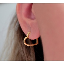 Kalp Figür Gold Küpe Gümüş