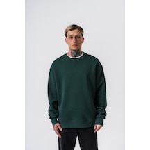Erkek Respire Yazı Detaylı Basic Oversize Sweatshirt Nefti