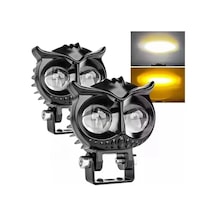 2 Adet Baykuş Led Sis Farı Çakarlı Çift Renk Sarı-beyaz Moto-offroad-suv-iş Makinesi
