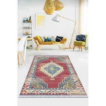 Pembe Klasik Göbekli Dokuma Pamuk Taban Kaymaz Kilim Klm318n11
