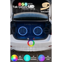 2 Li 16cm Rgb Neon Hoparlör Kapağı Uzaktan Kumandalı 3 Renk Led Efektli Midrange Aydınlatma Seti